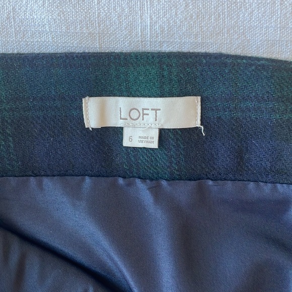 LOFT navy and green plaid wool pocket skirt - size 6 - NEW without tags - Picture 6 of 8